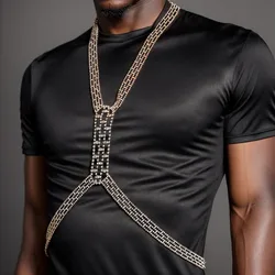 Sexy Hollow Crystal Rhinestone Body Chain Harness Men Women Jewelry Punk Body Chain Collar Statement Bra Necklace Accessory