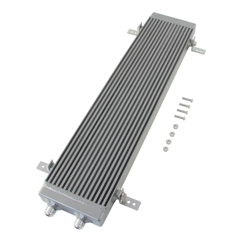 Schrauben-Montagehalterung + Stange & Platte Ölkühler Universal Dual Pass AN10 Schwarz/Silber Wärmetauscher Großer Kern: 23"x5,5"x1,58"
