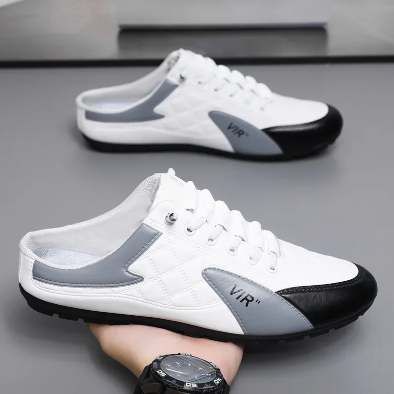 남성용 패션 소프트솔 하프 슬리퍼 트렌디 캐주얼 신발 부드러운 밑창 미끄럼 방지 신발 새로운 야외 워킹 슈즈 남성용 신발