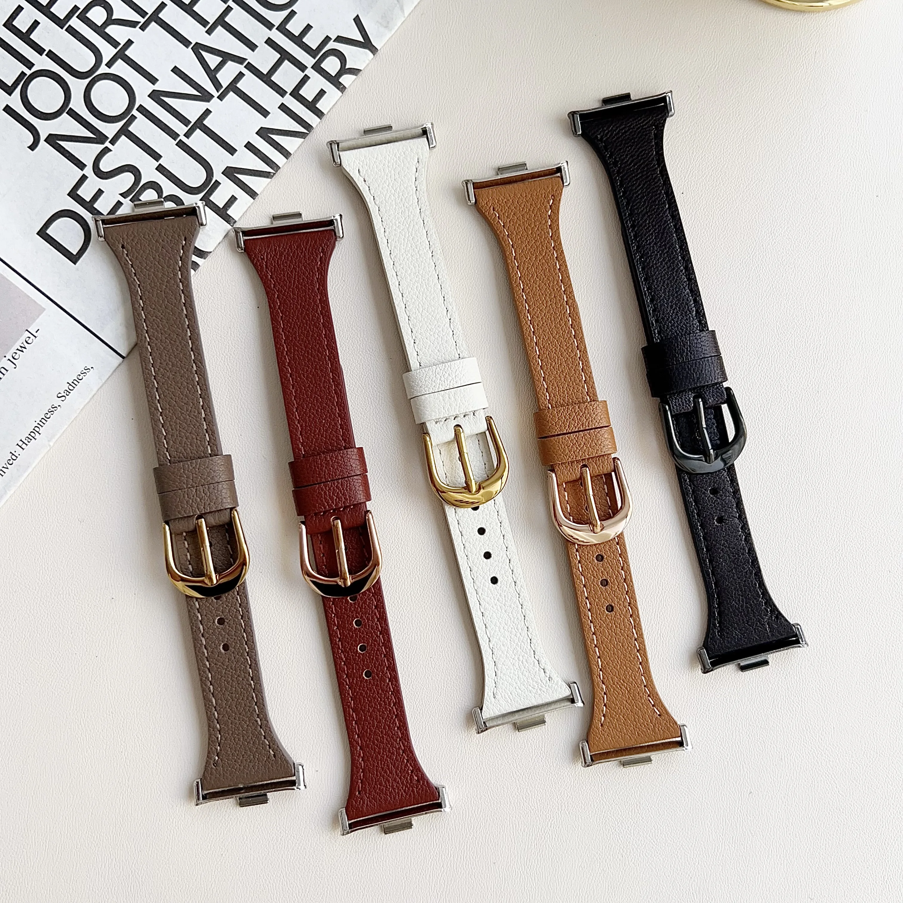 Pulseira de couro ferradura, Pulseira para relógio Redmi 4, Xiaomi Band8 Pro