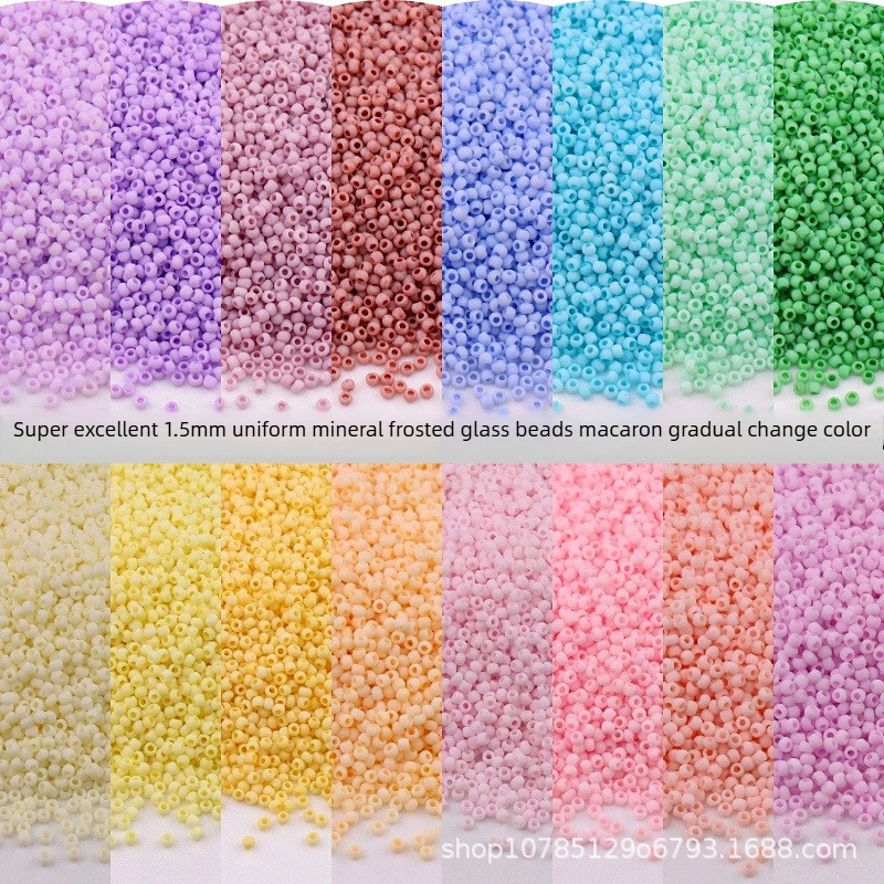 Hervorragende 1,5mm Gleichmäßige Mineralische Mattglas-Reisperlen Handgefertigte DIY Lose Perlen Runde Perlen