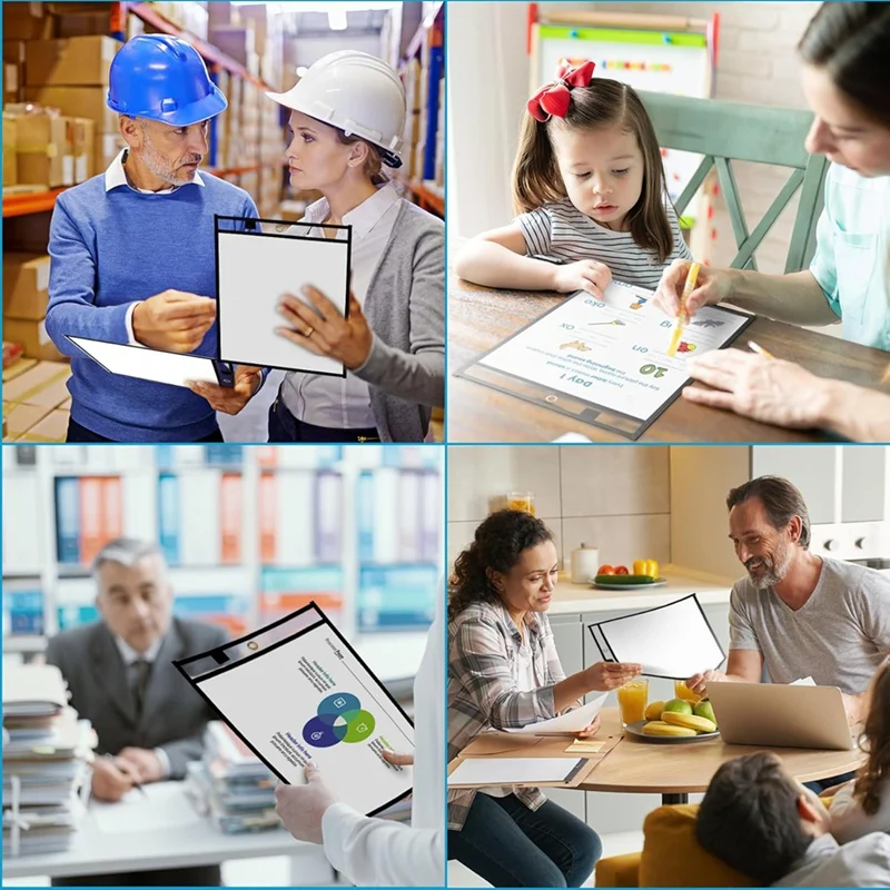 15 упаковок карманов для сухого стирания, многоразовые пластиковые рукава, прозрачные держатели для билетов на работу для учителей, классов, школы, офиса, работы