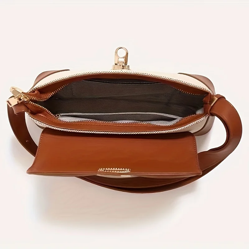 Nichedesign Color Block French Bread Underarm Women's Shoulder Bag New 2025 High-End Feel French Light Luxury Crossbody Bag image 5