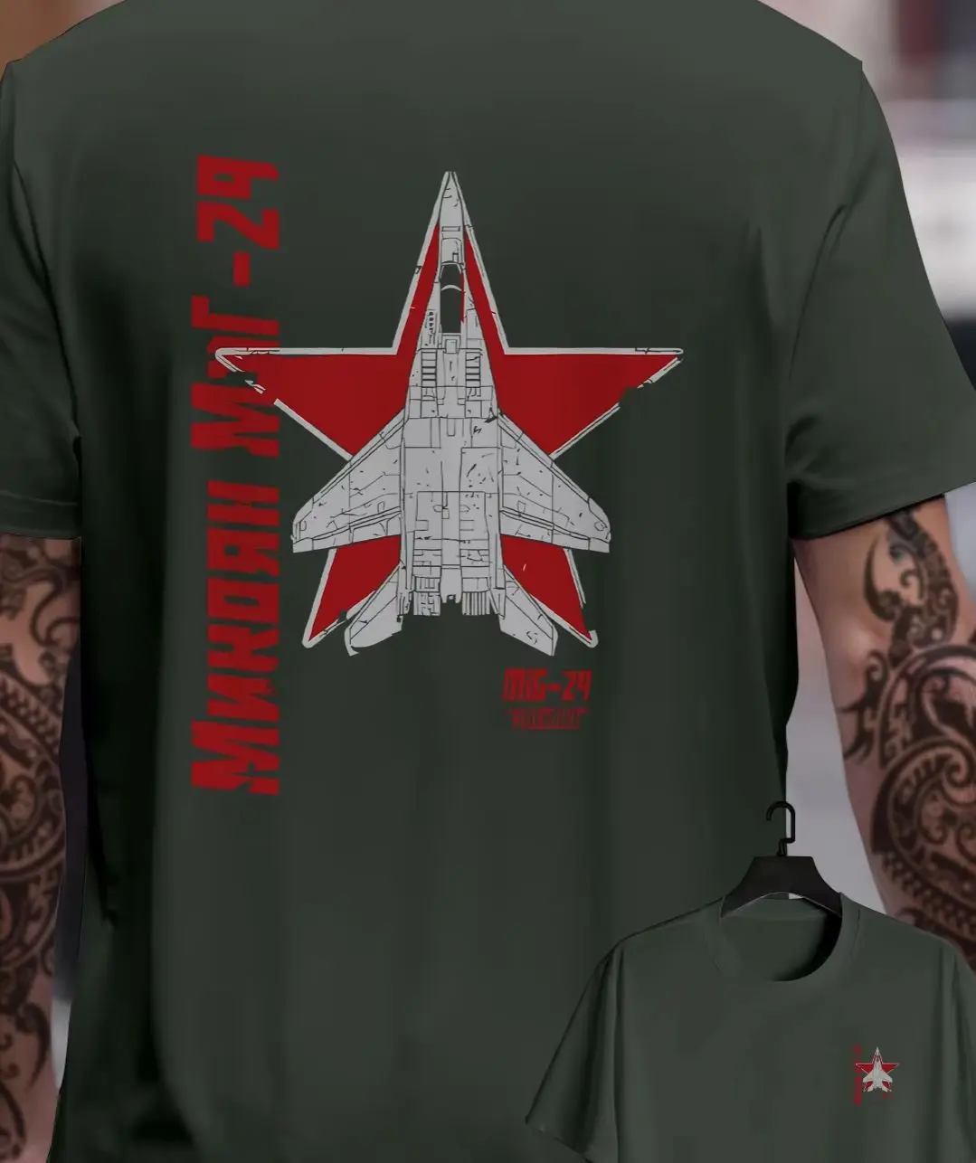 Men's Casual T-Shirt with Mig-29 Fighter Jet Print | Summer Short Sleeve 100% Cotton Shirt