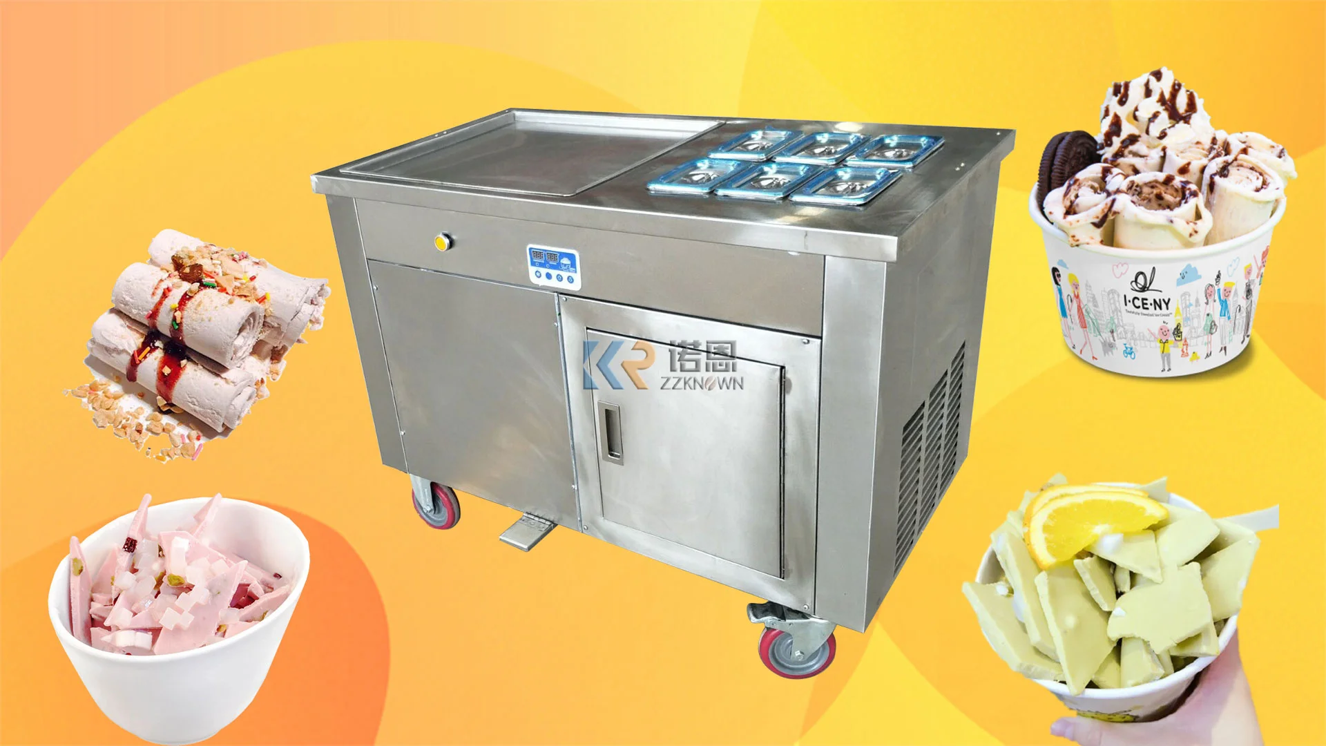 

Electric Thailand Rolled Fried Ice Cream Machine Stainless Steel Fry Ice Cream Roll Making Machine Hot Sale