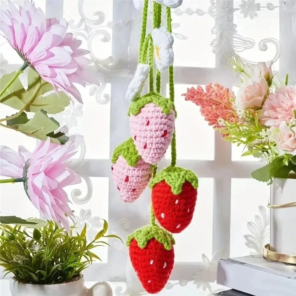 Curtain Tie Back Wool Crochet Floral Strawberry Sunflower Design Pendant Cute Handmade Strap for Window Decor for Home Kitchen