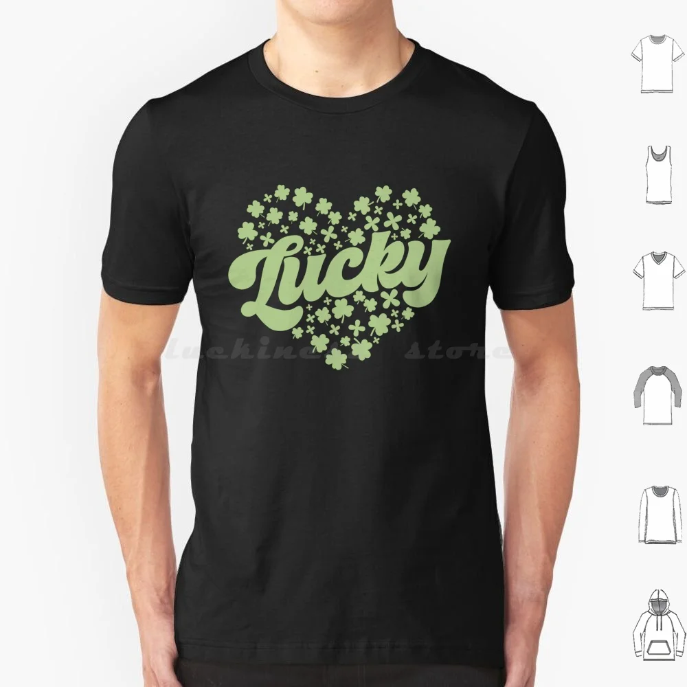 Lucky Day Love Heart Shape T Shirt Cotton Men Women Diy Print Lucky Day Shamrock Heart Day Irish Ireland Shenanigans Green Beer