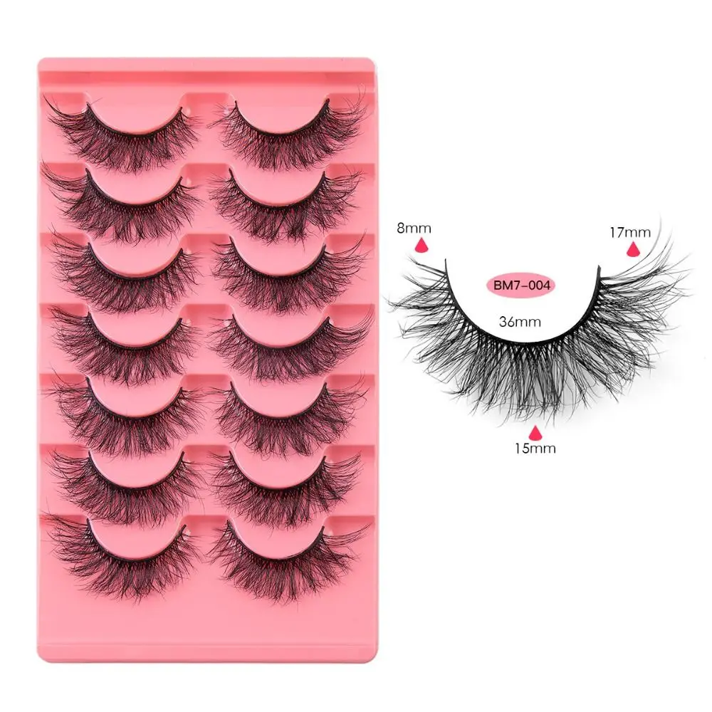 7 Pairs/box 3D Fluffy Fake Mink Hair Eyelashes Natural Thick False Eyelashes Exaggerated Dramatic Makeup Tool Women