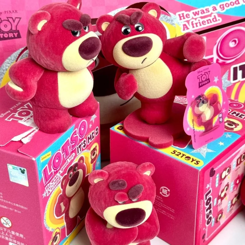 52toys Disney  Lotso It\'s Me 2 Strawberry Bearsecond Generation Flocking Model Collection Desktop Decoration Kids Holiday gifts