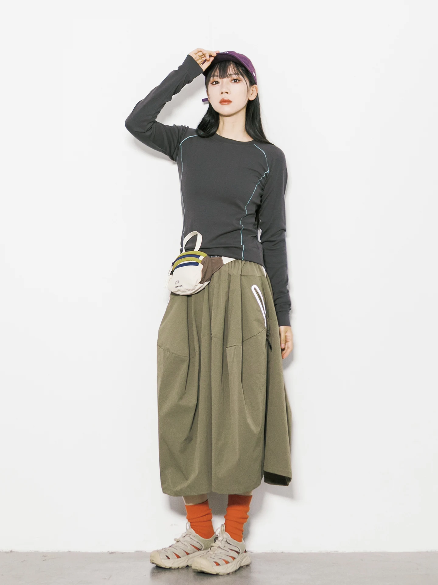Outdoor Quick Dry Workwear Half Skirt Loose Long A-Line Skirt for Women Summer Sporty Umbrella Skirt City Commute Casual Wear