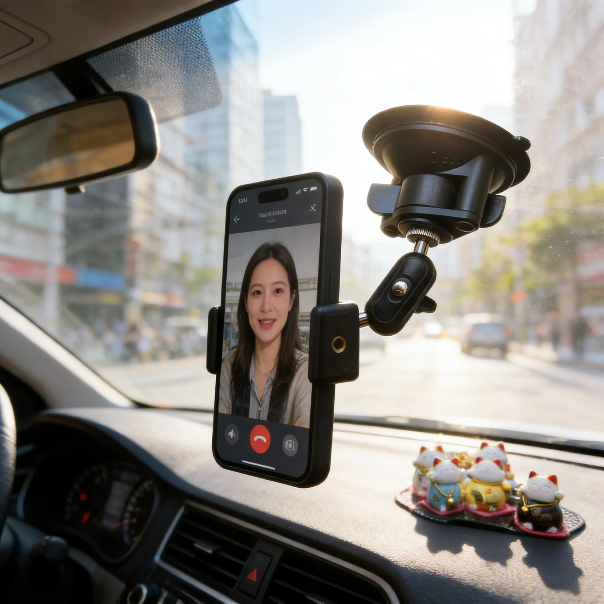 

360° Rotating Arm Car Video Mount with Strong Suction for Windshield/Dashboard Anti-Shock Live Stream Compatible