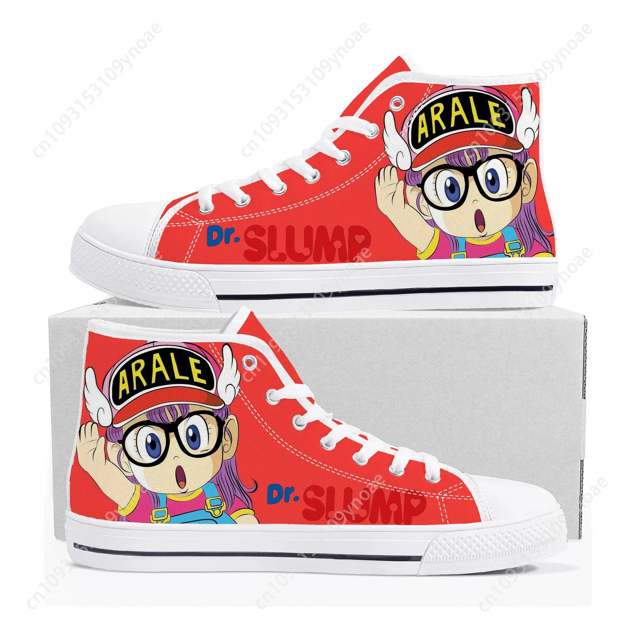 

Anime Cartoon Arale Dr Slump High Top Sneakers High Quality Mens Womens Teenager Canvas Sneaker Casual Couple Shoes Custom Shoe