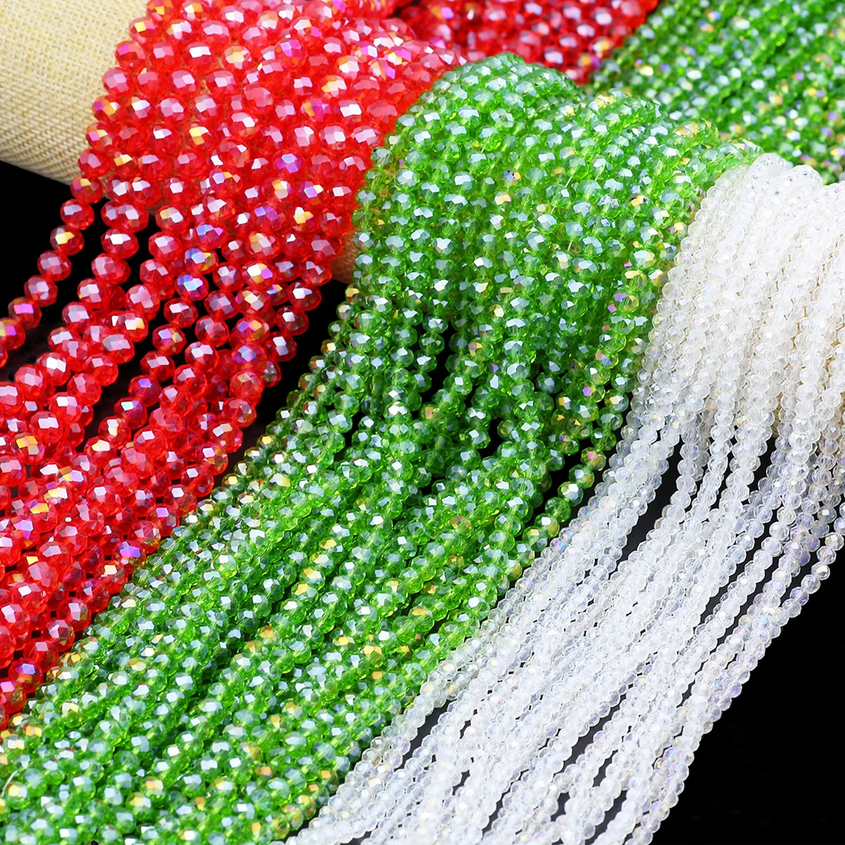 Christmas Theme Mixed Color AB Transparent Glass Beads Faceted Spacer Beads 4/6/8mm For Jewelry Making DIY Bracelets Necklaces