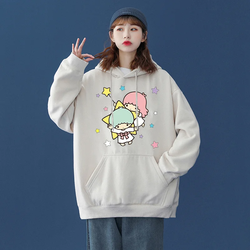 Sanrio Little Twin Stars Men's and Women's Hoodie Casual Street Clothing Long sleeved Sweatshirt Boys and Girls Autumn Top Coat