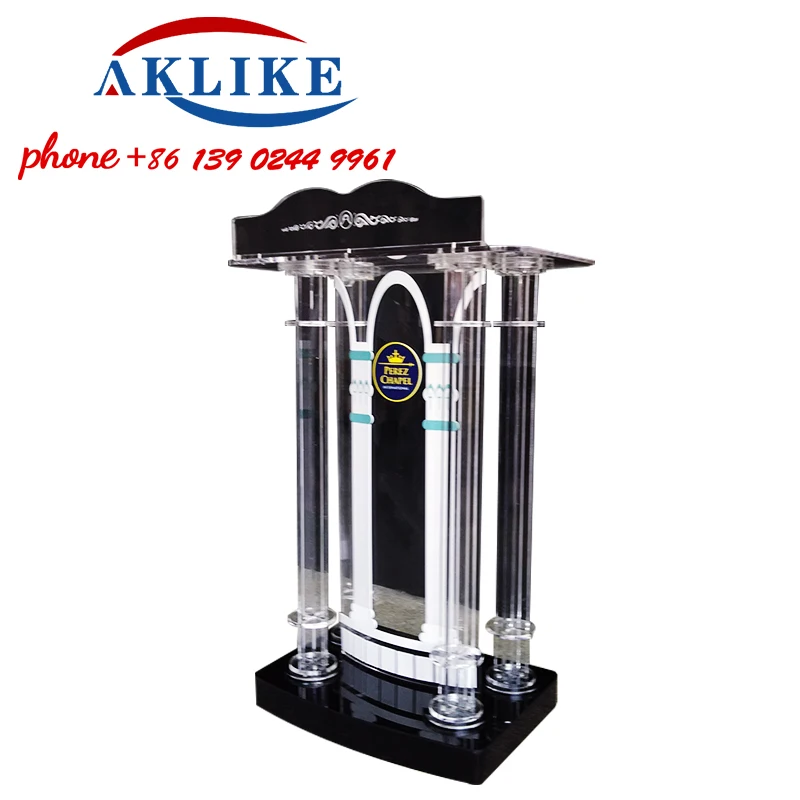 Modern Pulpit Simple Design Acrylic Lectern Clear Plastic Pulpit Bible Top Table Outdoor Wedding Lectern