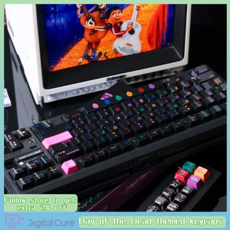 

Day Of The Dead Themed Keycaps Black Glossy Polished Keycaps Cherry Customized Keycaps Coco Mechanical Keyboard Keycaps