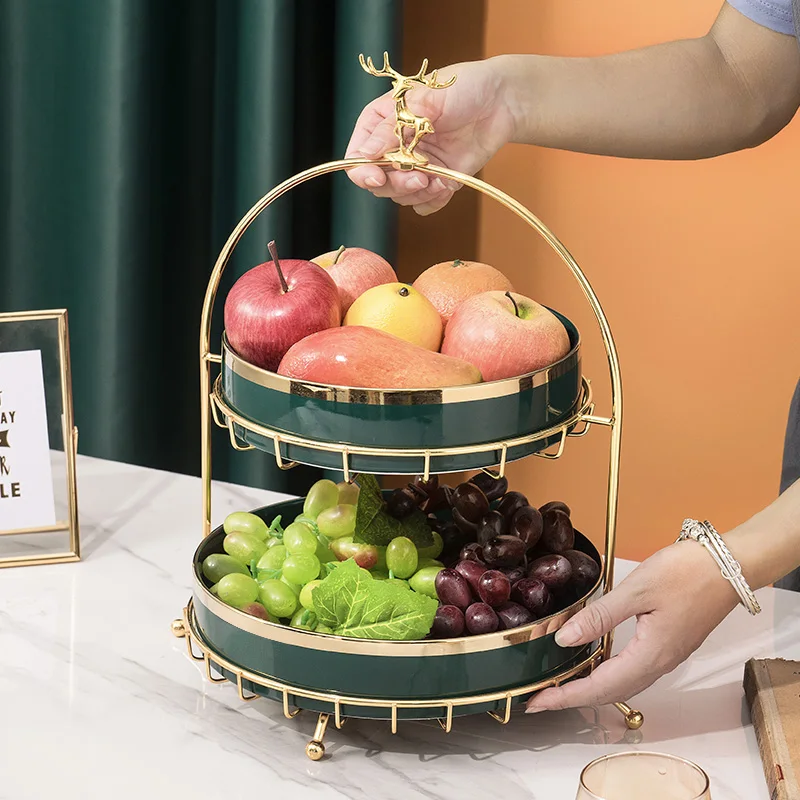 

Light luxury multi-layer fruit plate household living room snacks dried fruit plate ornament company front desk multi-functional