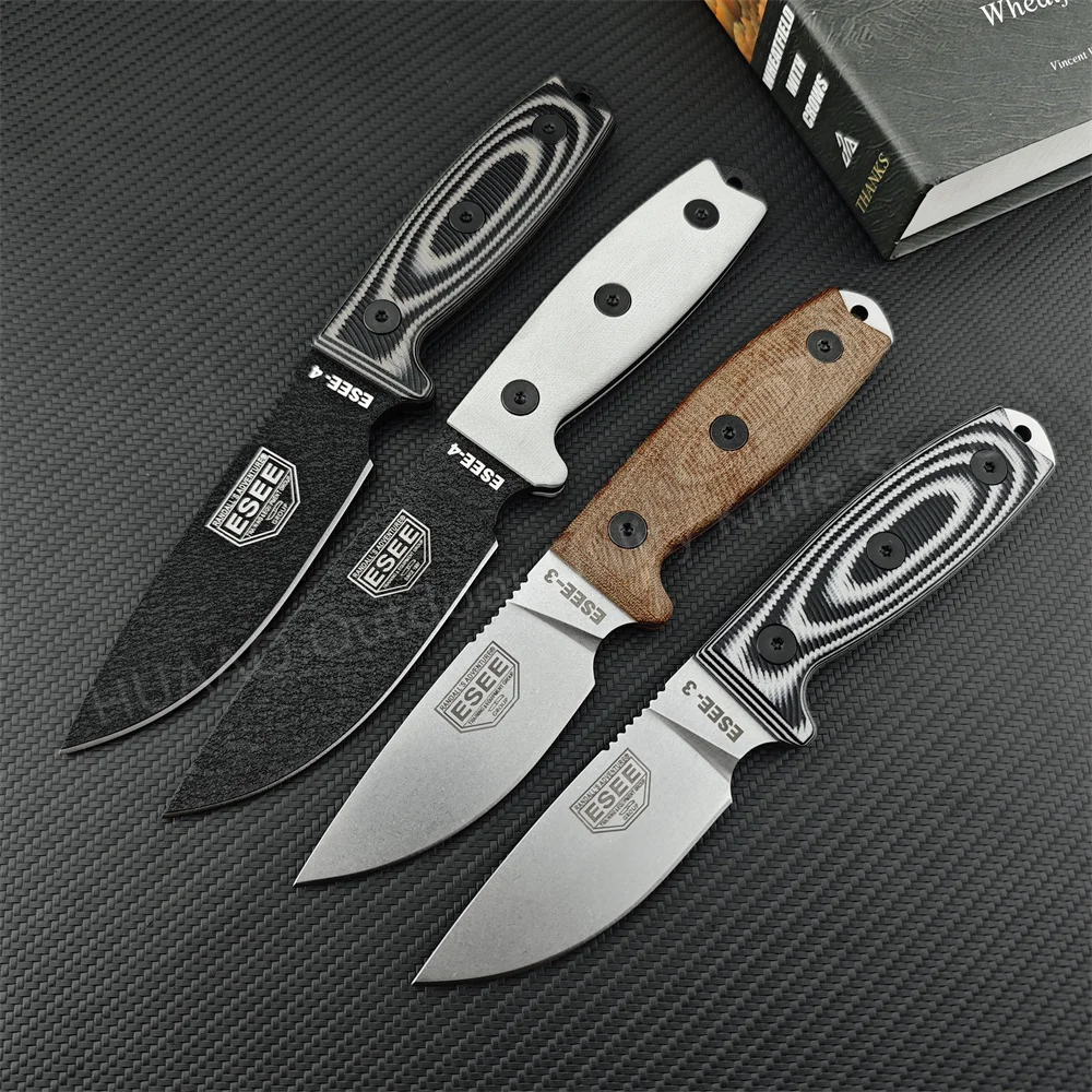 4 Styles NEW ESEE Fixed Blade Knife 9Cr18Mov Blade G10 + Hemp Handle Outdoor EDC Survival Camping Hiking Hunting Tools Gift