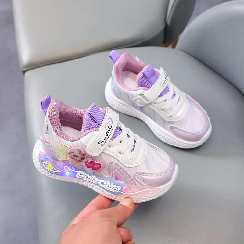 Frozen Princess New Children Shoes LED Sneakers per bambini illuminate colorate Classic Glowing Infant Girls Tennis