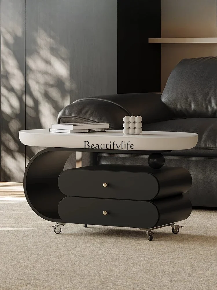 

jj *Minimalist removable coffee table living room home French light luxury cart side table