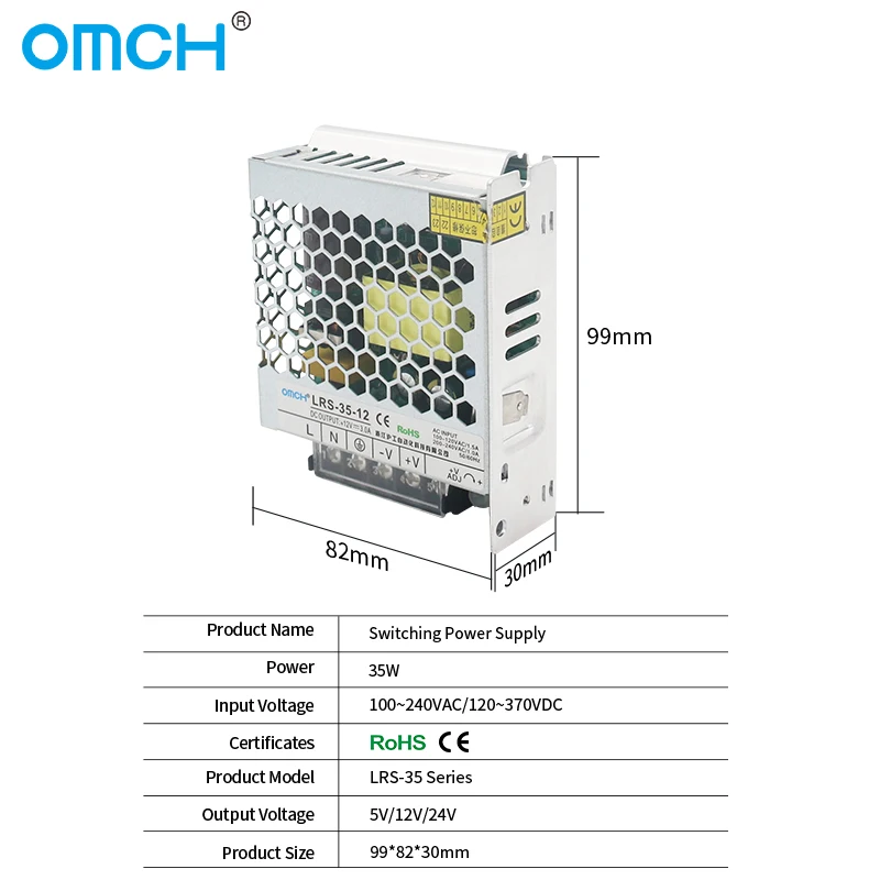 OMCH 35W 50W Switching Power Supply LRS-35 LRS-50 Overload Protection Single Output Small Volume Transformer Slim  5V 12V 24V