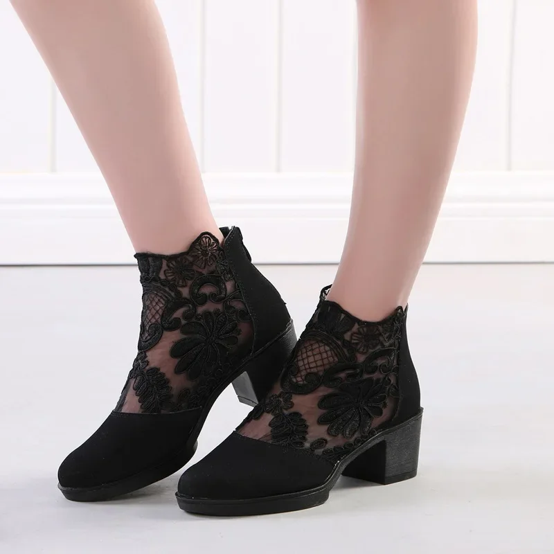 XIHAHA, nuevos zapatos de baile latino de malla para mujer, zapatos de salón de Salsa negros, sandalias de baile para fiesta de boda, zapatos de Ballet para mujer