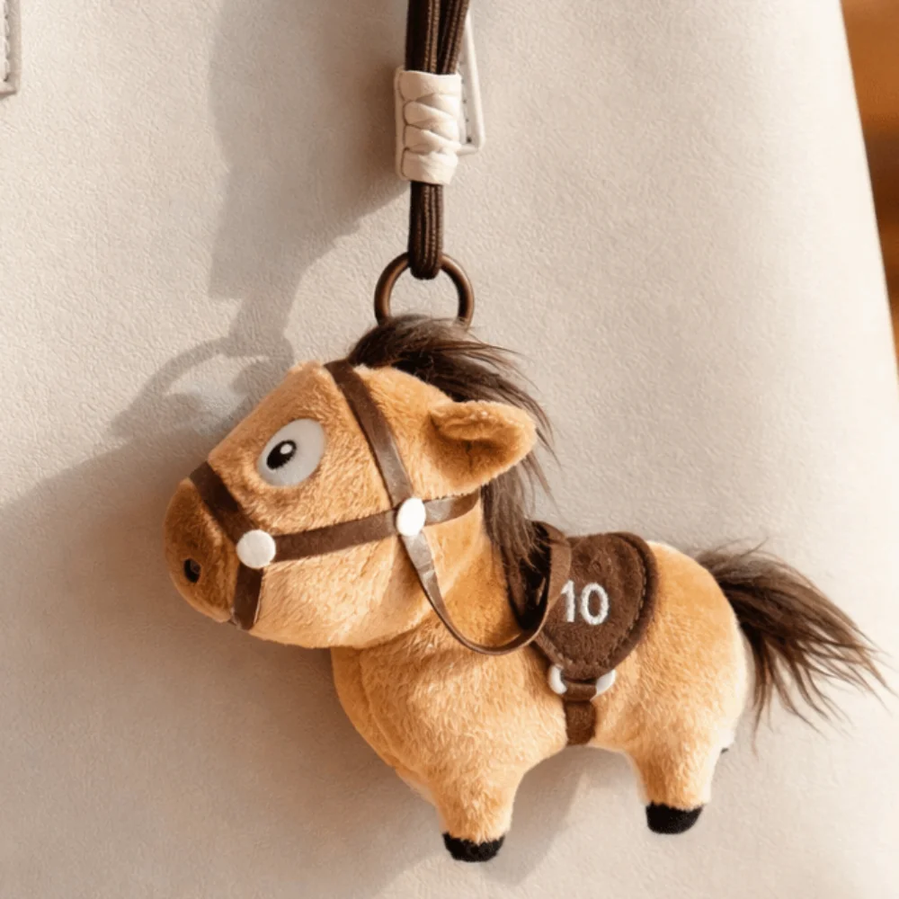 中国風ポニーバッグペンダント幸運のお守り人形馬ぬいぐるみキーホルダー2026年馬年かわいいぬいぐるみキーリング