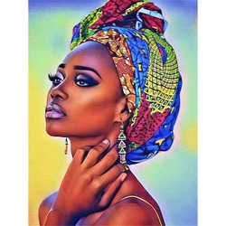 African Woman DIY Cross Stitch 11CT Embroidery Kits Needlework Craft Set Cotton Thread Printed Canvas Home    Wholesale