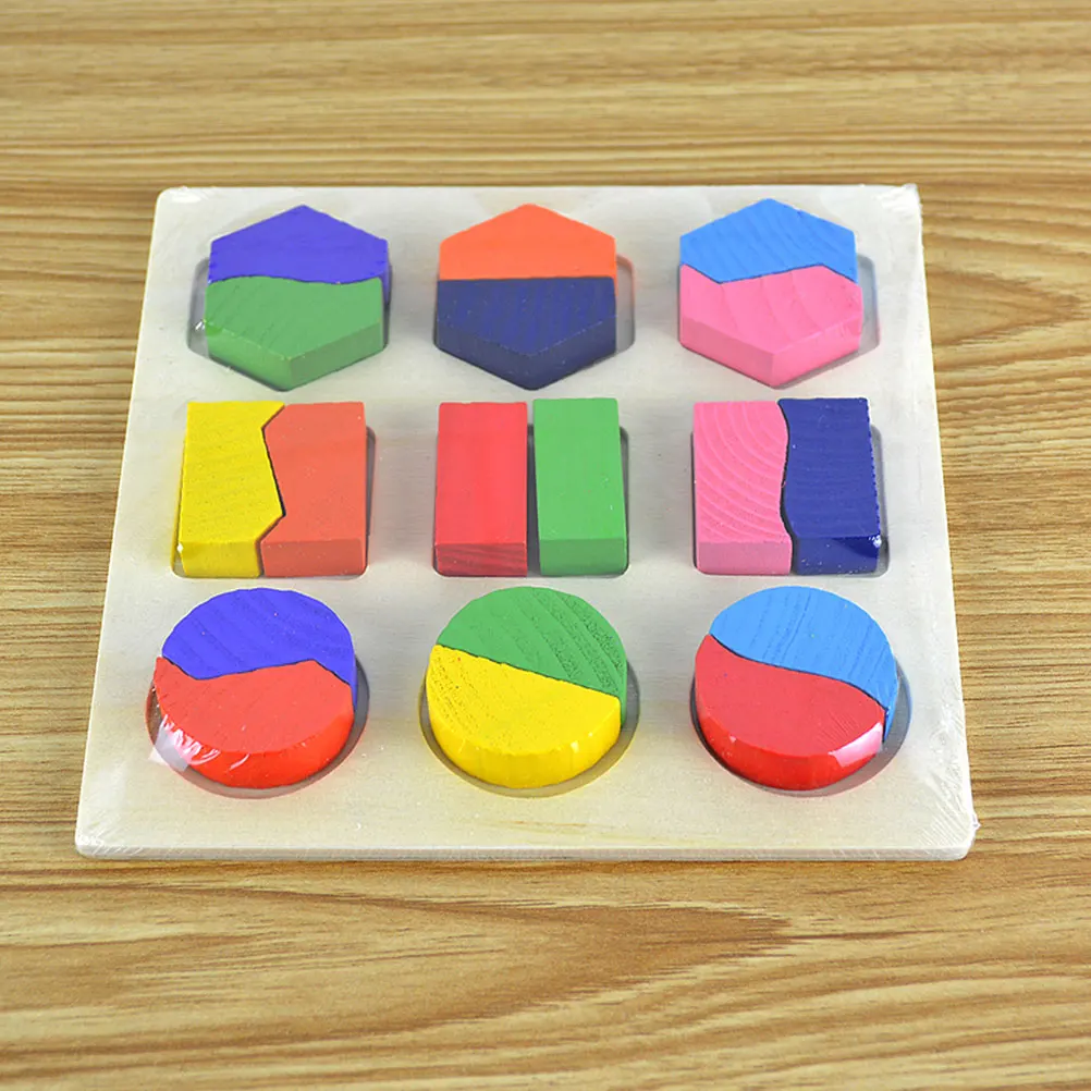 3pcs Geometric Shape Board Wooden Jigsaw Puzzle For Kids Early Learning Color Matching Game Brain Development Educational Game