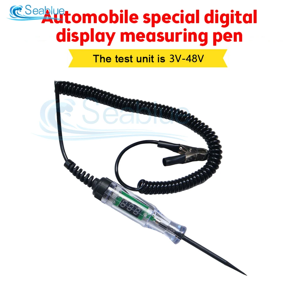 Car Truck Voltage Circuit Tester 3V-48V DC Vehicle Voltage Resistance Detector Pen with LCD Backlight Display Tools Auto Repair