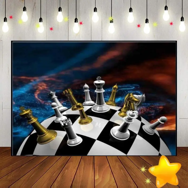 ラウンドチェスボードの背景、白黒のストライプグリッド、競技パーティーの好意用品、写真の背景