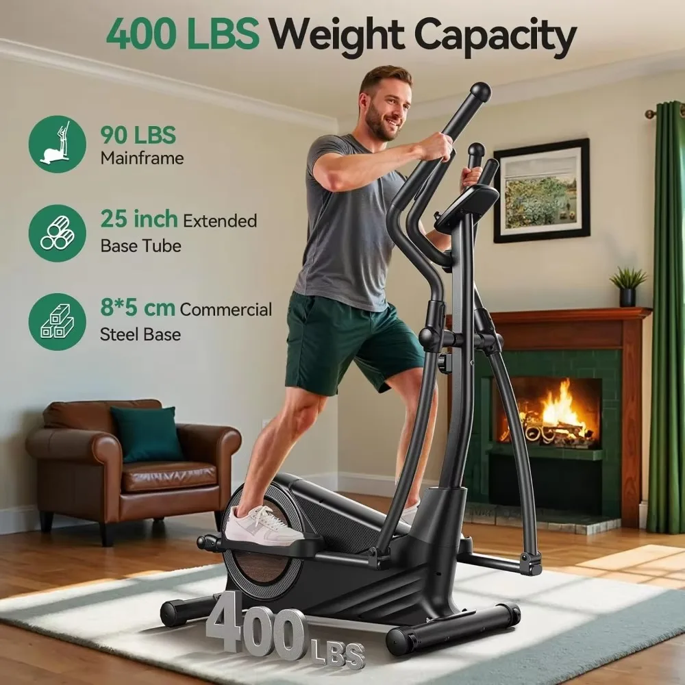 Magnetic Elliptical Trainer 15.5-19IN Stride 16 Resistance Levels Home Gym Cardio Cross Trainer Fitness Exercise Machine Compact