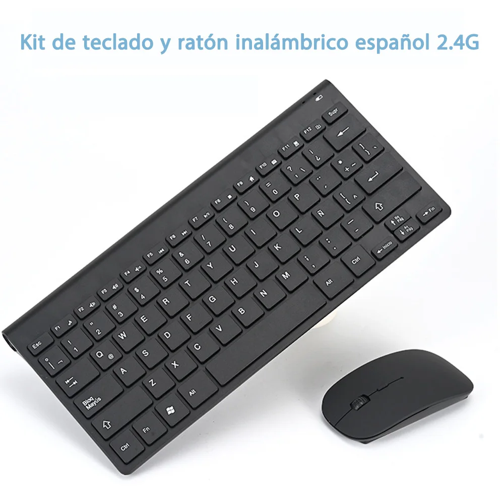 Mouse Nirkabel Keyboard Spanyol 78 Tombol Populer untuk Game PC Player TV Set Keyboard dan Mouse Spanyol Keyboard Gaming Dropshipping
