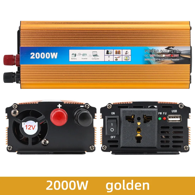 2000W car inverter 12v 24v to 220v repair sine wave inverter truck car multifunction converter high power car accessories