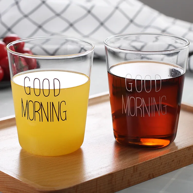 

Heat-Resistant With Creative Print, Breakfast Juice Salad Glass Cup, Cold Water Lemon Cup