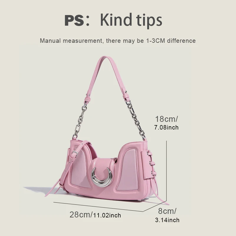 MEDIOW Handbags For Women Luxury Designer 2023 New In PU Stitching Sheet Metal Decoration Hip-Hop Small Shoulder Underarm Bags