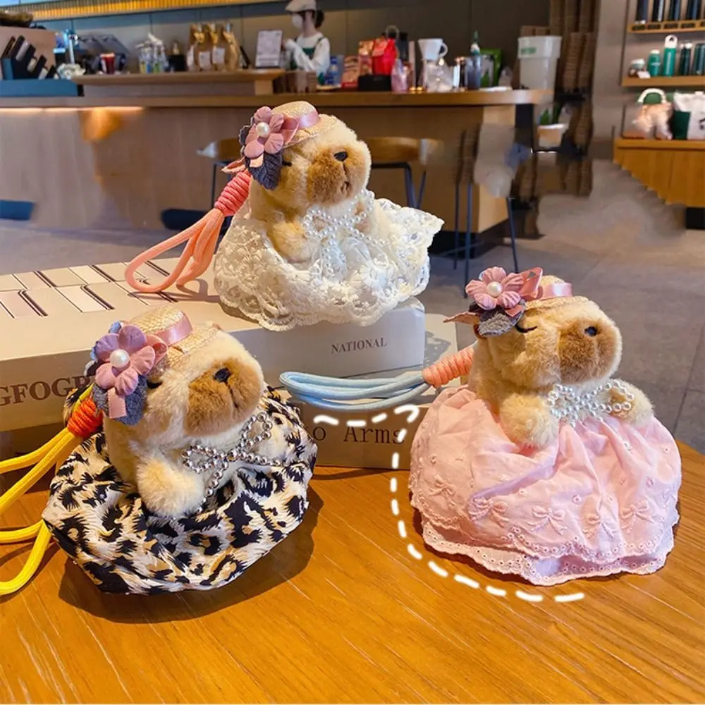 Capybara en coton PP, poupées en peluche, Collection de poupées, pendentif Kapibala, porte-clés, jupe imprimée léopard, Animal de dessin animé