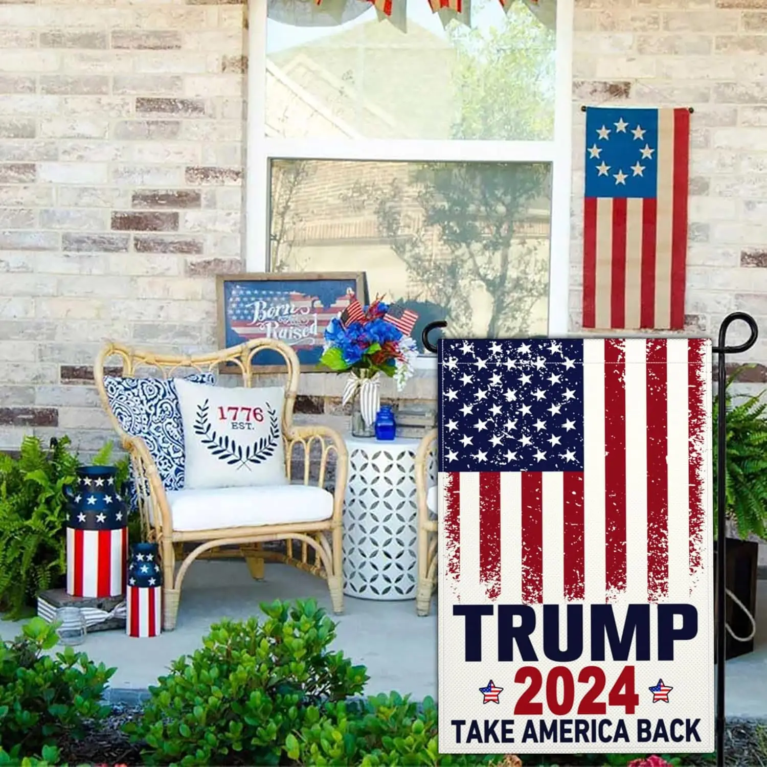 Trump 2024 Garden Flag Patriotic American Garden Flags for Outside 12x18 Double Sided USA Small Trump 2024 Yard Sign Flag Take A