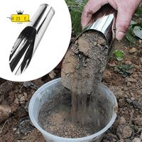 A23E-Bonsai Soil Scoop Metal 3 Pcs Set ,Stainless Steel Garden Hand Soil Scooper, Professional Bonsai Tool Kit