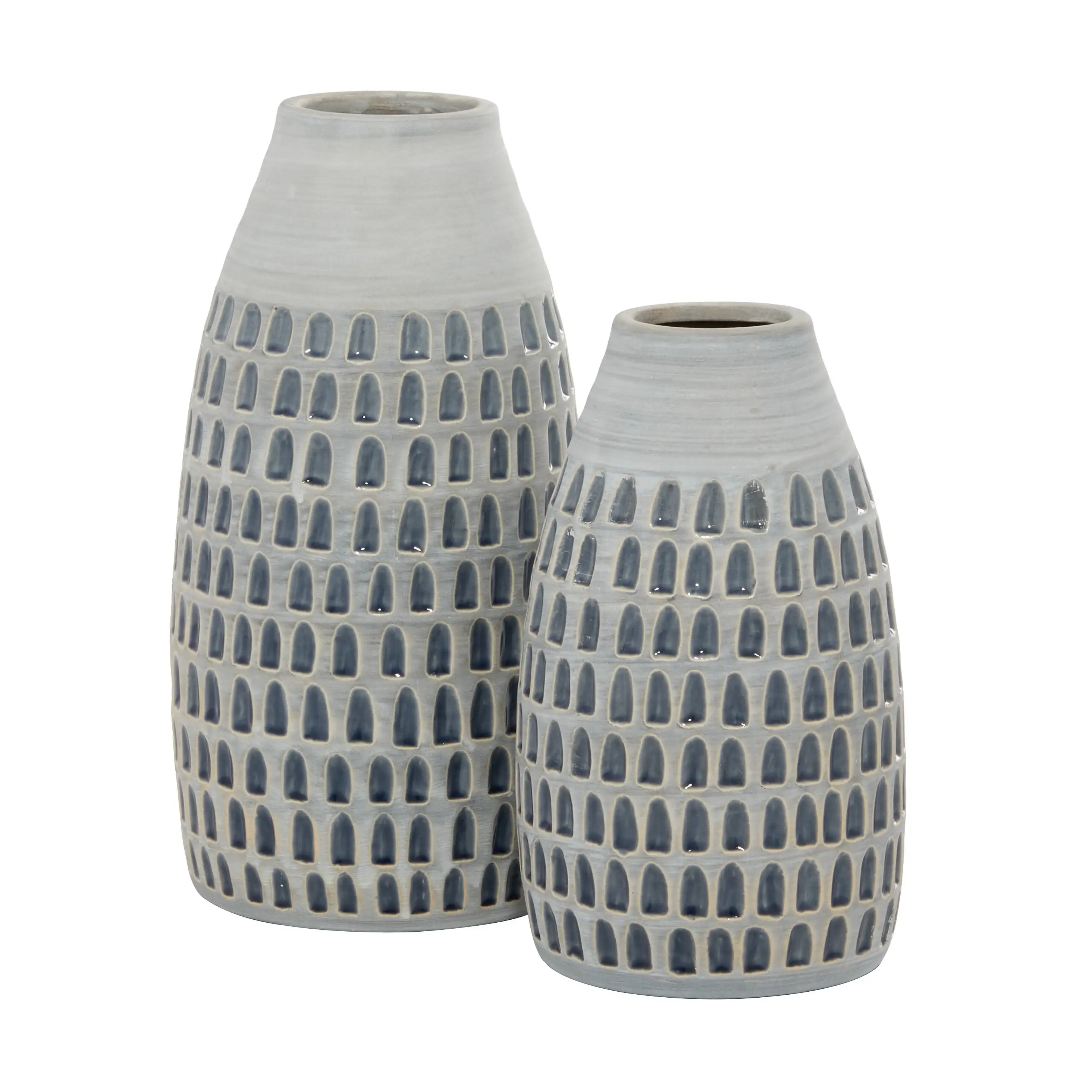 

12, 9H Handmade Gray Ceramic Vase, Set of 2