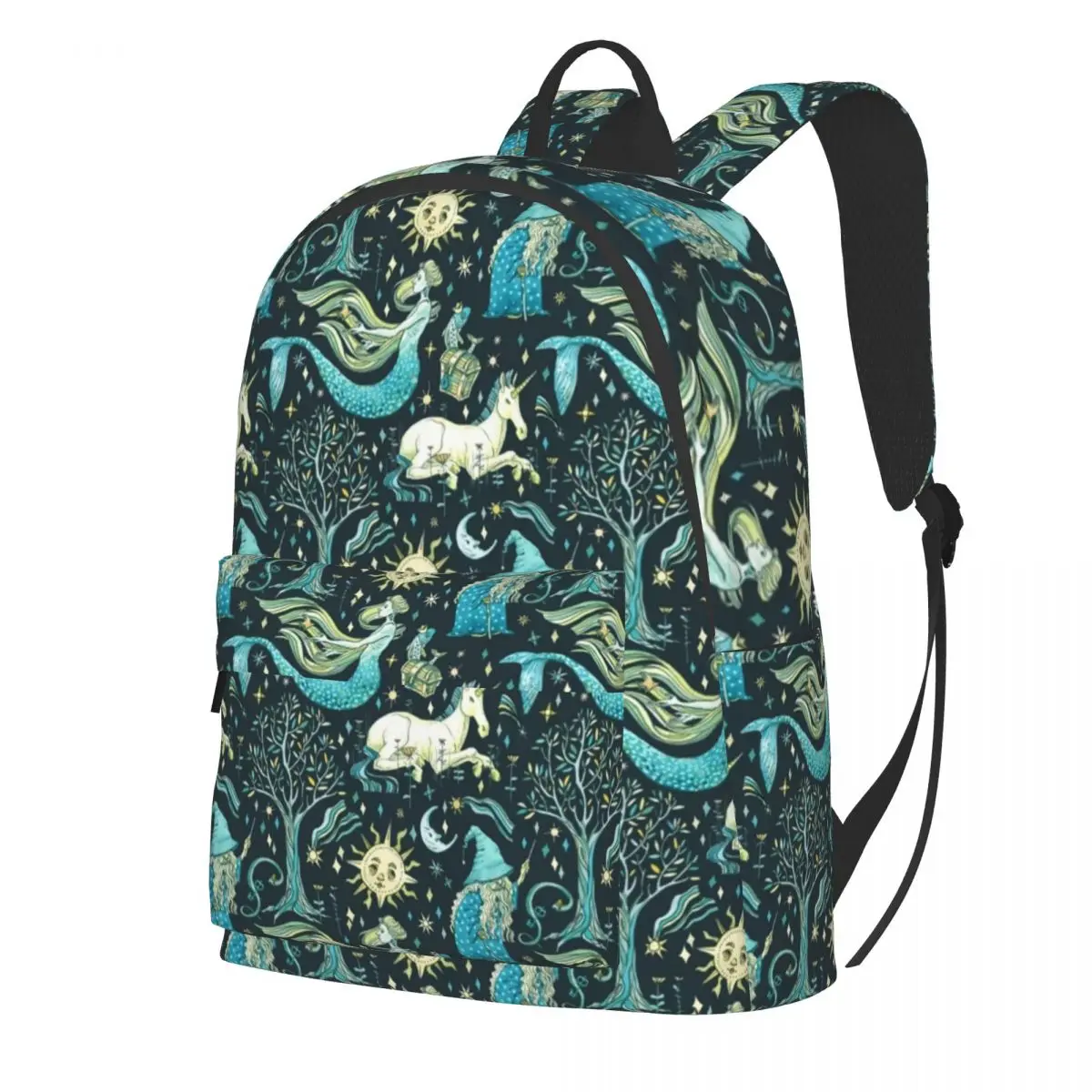 

Unicorn Vintage Backpack Good Old Fairy Tale Mermaid Sport Backpacks Male Designer Lightweight School Bags Elegant Rucksack