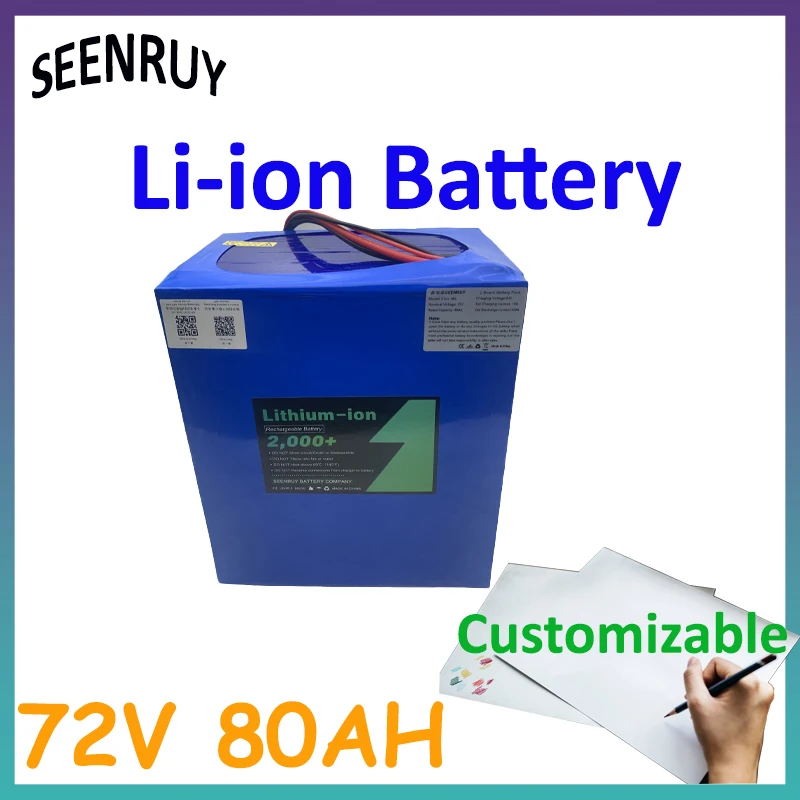 72V 80AH  Lithium Battery  Li-ion Free Charger with BMS 100A for RV   Car Yacht  Golf  Cart   Sightseeing Vehicle  Forklift