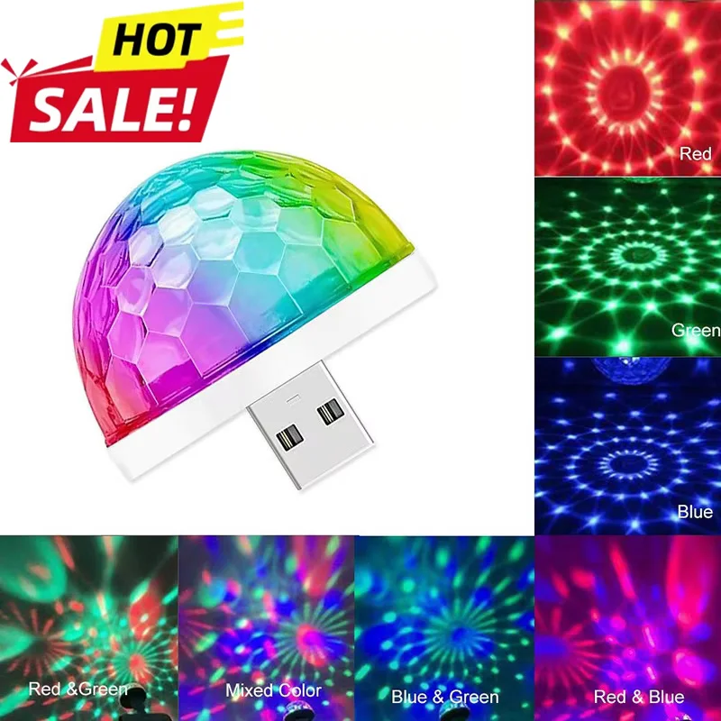 Luz LED USB Portátil para Carro, Palco, Festa em Família, Bola de Luz Colorida, Barra de Luz, Lâmpada de Efeito para Palco de Clube, Iluminação para Celular