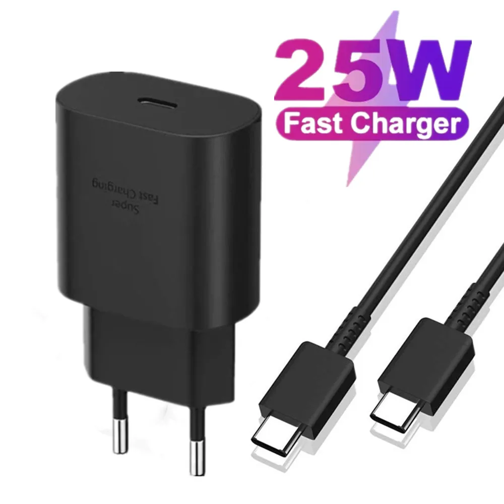 25W PD Charger For Samsung Galaxy S23 S22 S21Ultra S20 Note 10 Note 20  USB Type C Cable Fast Charging Chargeur Adapter