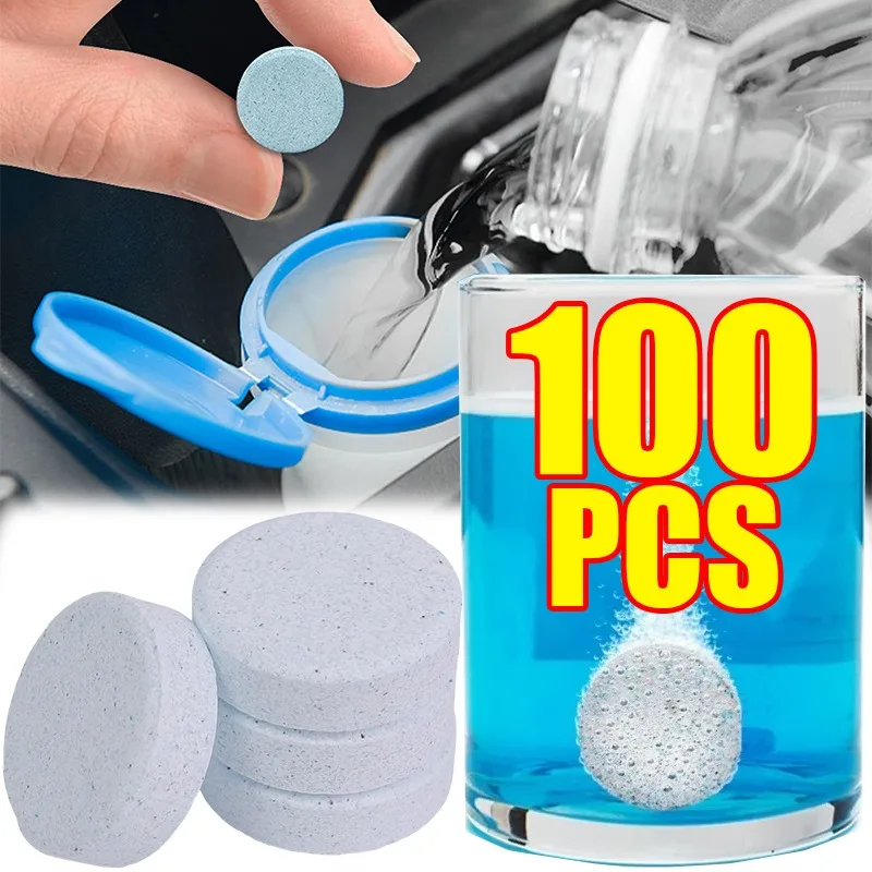 Automotive Effervescent Glass Cleaner Tablet Windshield Washer Fluid Solid Concentrate Safe Driving Clear View Dirt Remover Pack