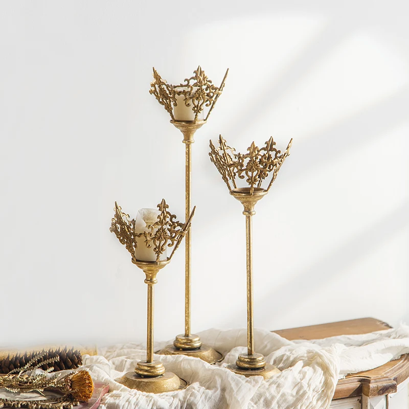American retro candle holder wrought iron dining table candle holder ornament wedding photography dessert stand decoration aroma