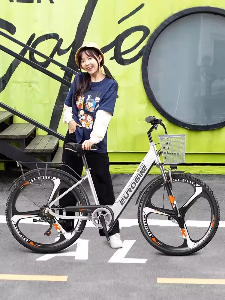 26'' Parents Child Electric City Bike 36V 350W 2 Wheels Electric Bicycles With Seat/BasketAdult Electric Scooter Bike