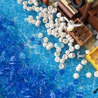 MOC Harbor Pier House Construction Scene Ocean Pellet Building Blocks Beach Sea Lighthouse Sea View Sea Water Parts DIY Toys