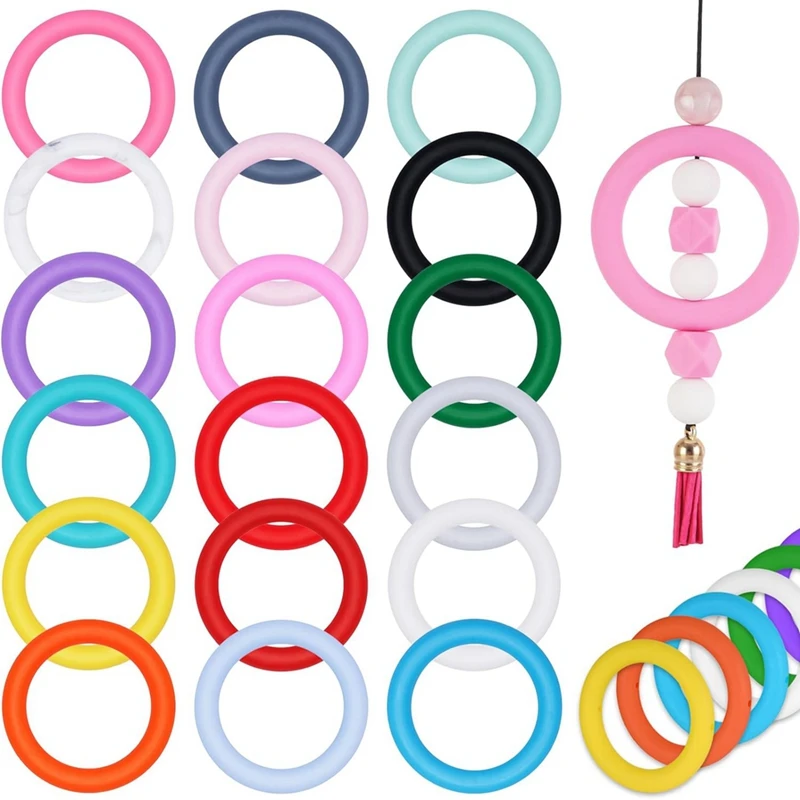 

Silicone Beaded O-Rings With Rope Hole, 65Mm Silicone Beads Bulk Rings For Keychain Making