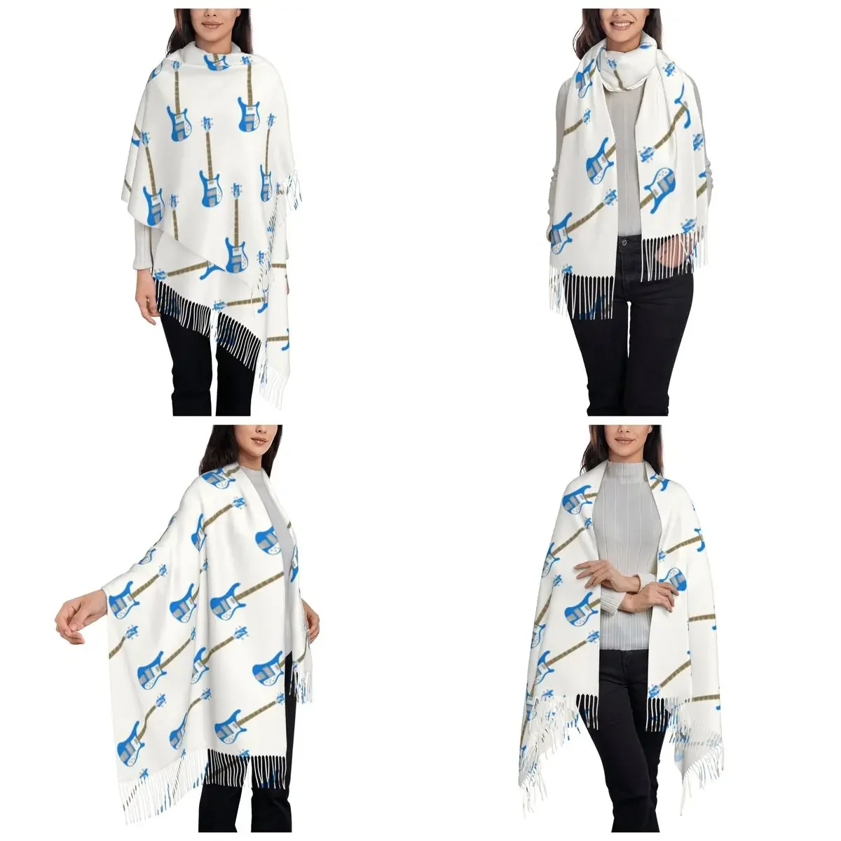Cobalt Blue Left-Handed Rickenbacker 4001C FLCL Bass Guitar  Scarves Women Shawls and Wraps Long Fall Winter Shawl Wrap